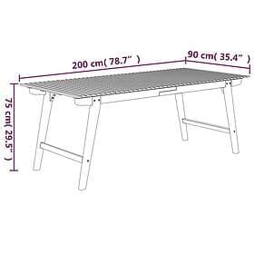 vidaXL Trädgårdsbord 200x90x75 cm massivt akaciaträ 363311