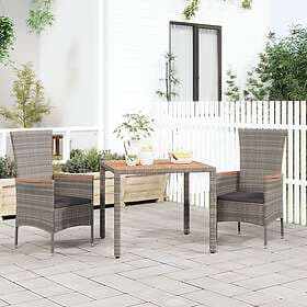 vidaXL Garden Table grey synthetic rattan & solid acacia 319549