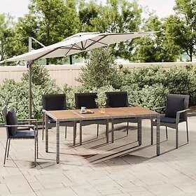 vidaXL Garden Table grey synthetic rattan & solid acacia 319555