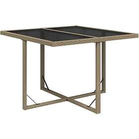 vidaXL Garden Table beige 109x107x74 cm synthetic rattan and glass