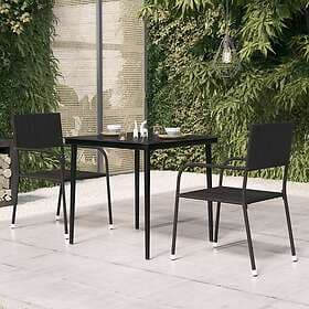 vidaXL Garden Table black 80x80x74 cm steel and glass 318749