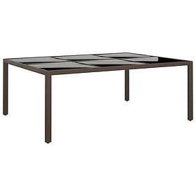 vidaXL Garden Table with glass top brown 200x150x75 cm rattan 310589