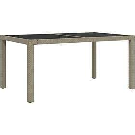 vidaXL Outdoor Table 150x90x75 cm Tempered Glass and Poly Rattan Beige