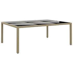 vidaXL Garden Table with tempered glass and polyrattan top beige 200x150x75 cm