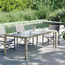 vidaXL Outdoor Table grey 190x90x75 cm tempered glass and polyrattan 316714
