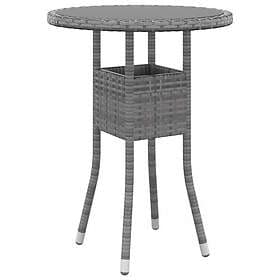 vidaXL Outdoor Table Ø60x75 cm Tempered Glass and Poly Rattan Grey 310600