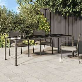 vidaXL Outdoor Table grey 250x100x75 cm tempered glass and polyrattan 316727