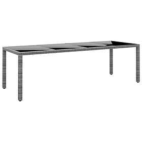 vidaXL Outdoor Table 250x100x75 cm tempered glass and polyrattan grey 310593