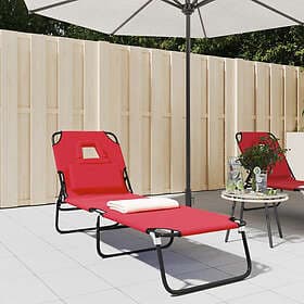 vidaXL Sunbed fällbar röd oxfordtyg & pulverlackerat stål 360177