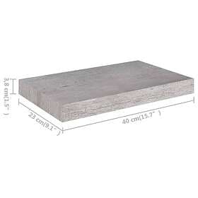 vidaXL Svävande vägghyllor 2 st betonggrå 40x23x3.8 cm MDF 326592