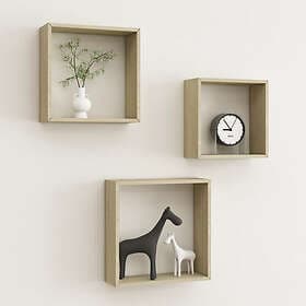 vidaXL Wall Shelf Cube-shaped 3 pcs Sonoma Oak 326719