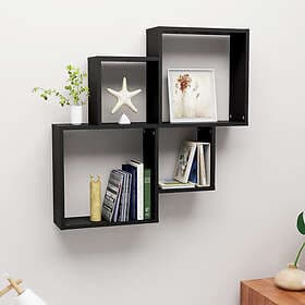 vidaXL Wall Shelf Cube Shaped Black 80x15x78.5 cm Engineered Wood 807260