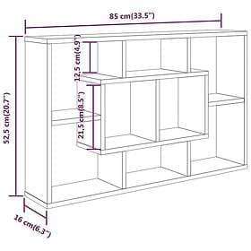 vidaXL Vägghylla rökfärgad ek 85x16x52.5 cm konstruerat trä 820460