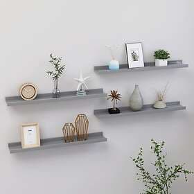 vidaXL Wall Shelves 4 pcs Grey 60x9x3 cm 326675