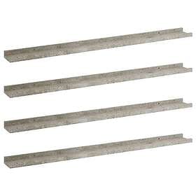 vidaXL Vägghyllor 4 st betonggrå 100x9x3 cm 326707