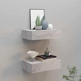 vidaXL Vägglådor betonggrå 2 st 40x23.5x10 cm MDF 330252