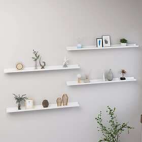 vidaXL Wall Shelves 4 pcs White High Gloss 100x9x3 cm 326656