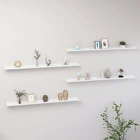 vidaXL Wall Shelves 4 pcs White High Gloss 115x9x3 cm 326657