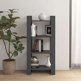 vidaXL Bokhylla/rumsavdelare grå 60x35x125 cm massiv furu 813886