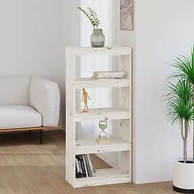 vidaXL Bokhylla/rumsavdelare vit 60x30x135.5 cm massiv furu 808169