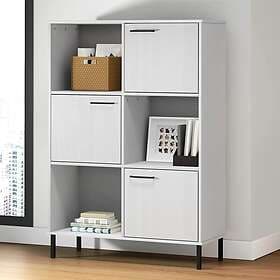 vidaXL Bokhylla med metallben OSLO vit 90x35x128.5 cm massivt trä 351014