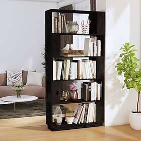 vidaXL Bokhylla/rumsavdelare svart 80x25x163.5 cm massiv furu 814068
