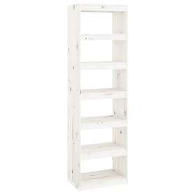 vidaXL Bokhylla/rumsavdelare vit 60x30x199.5 cm massiv furu 808179