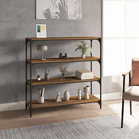 vidaXL Bokhylla rökfärgad ek 100x33x100 cm konstruerat trä och stål 819359