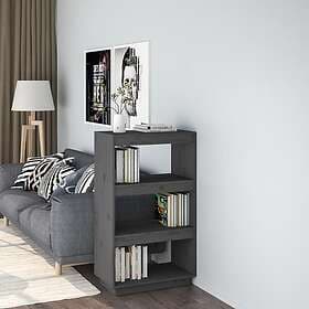 vidaXL Bokhylla/rumsavdelare grå 60x35x103 cm massiv furu 810866