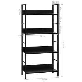 vidaXL Bookcase 4 Shelves Black 60x27.6x124.5 cm Chipboard 288222