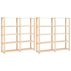 vidaXL Storage Shelf With 5 Shelves 2 pcs 170x38x170cm Solid Pine 500kg 3051109