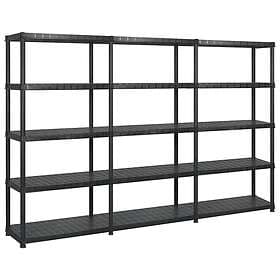 vidaXL Förvaringshylla 5 hyllor svart 274.5x45.7x185 cm plast 3059858