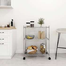 vidaXL Förvaringshylla med hjul 3 hyllplan 60x35x81 krom 150kg 324625