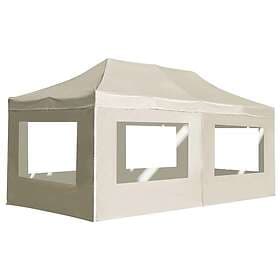 vidaXL Hopfällbart partytält aluminium med väggar 6x3 m gräddvit 45506