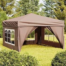 vidaXL Hopfällbart partytält med sidoväggar taupe 3x3 m 93526