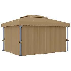 vidaXL Paviljong med draperi 4x3 m taupe aluminium 3067050