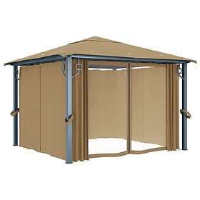vidaXL Paviljong med draperier 300x300 cm taupe aluminium 313893