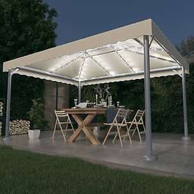 vidaXL Pavilion with LED string lights 400x300 cm cream white aluminum