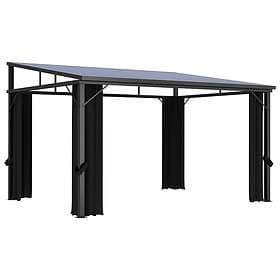vidaXL Paviljong med gardiner 405x294x244 cm antracit 48599
