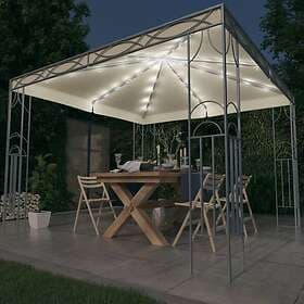vidaXL Pavilion with LED string lights 300x300 cm cream white