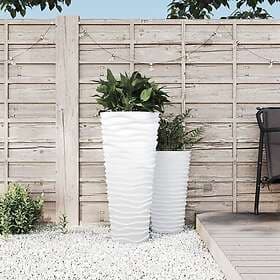 vidaXL Blomkruka med avtagbar insida vit 18/45l PP räfflad 364692