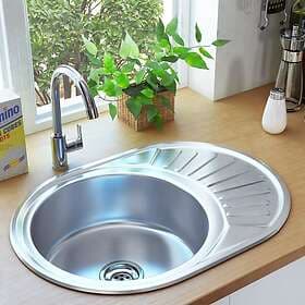 vidaXL 145072 Sink with Strainer and Water Trap (Stainless Steel)