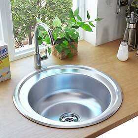 vidaXL 145071 Sink with Strainer and Water Trap (Stainless Steel)