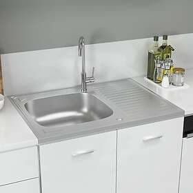 vidaXL 147233 Sink with Drainer Silver 800x600x155 mm Stainless Steel