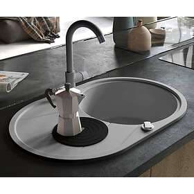 vidaXL Kitchen Sink Granite Single Oval Grey