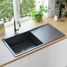 vidaXL Handgjord Kitchen Sink Black Stainless Steel