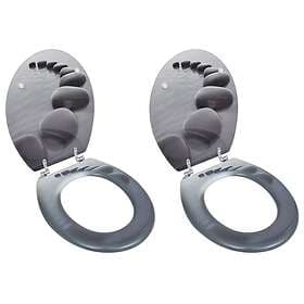 vidaXL Toalettsitsar med lock 2 st MDF stenar 275910