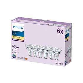 Philips LED-spotlight klar finish GU10 3.5 W varmt vitt ljus 2700 K (paket om 6)