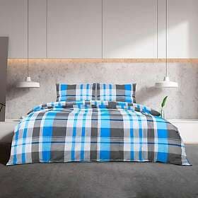 vidaXL Bedset blå och grå 225x220 cm bomull 136076