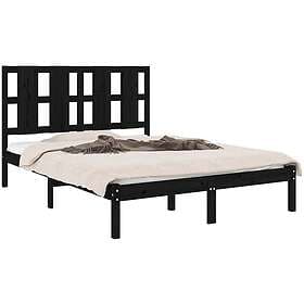 vidaXL Bed Frame svart massiv furu 140x190 cm 3105584